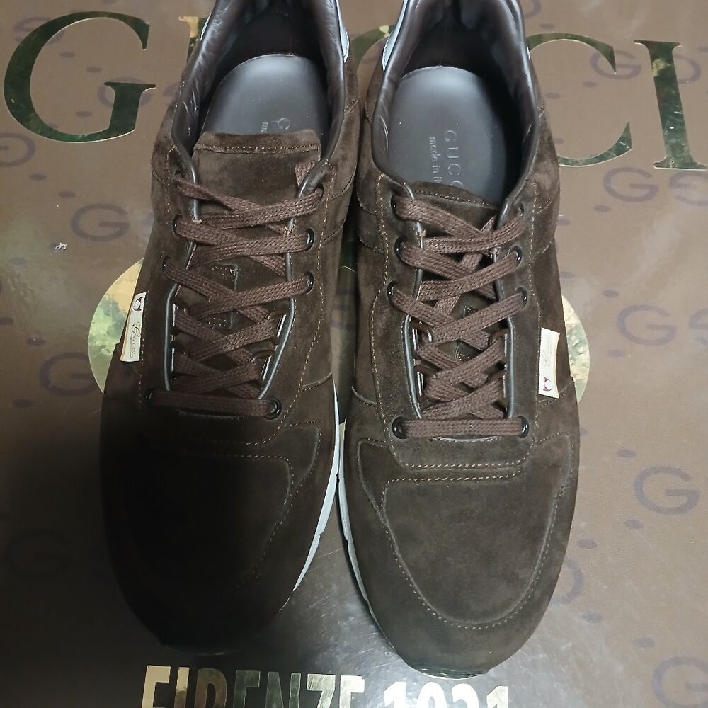 Gucci Rare Men Brown Suede Sneakers size 10G